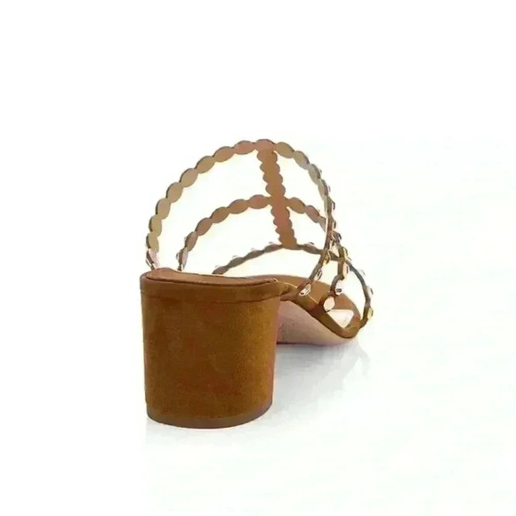 NIB Aquazzura Embellished Tequila 50 Sandal in Cognac 35.5 - Picture 6 of 8